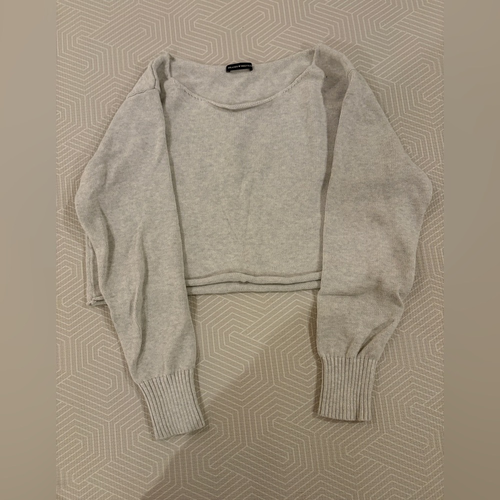 Brandy Melville Gray Off the Shoulder Women's Long Sleeve Top